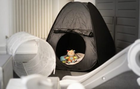 Black Sensory Tent with Sensory Toys
